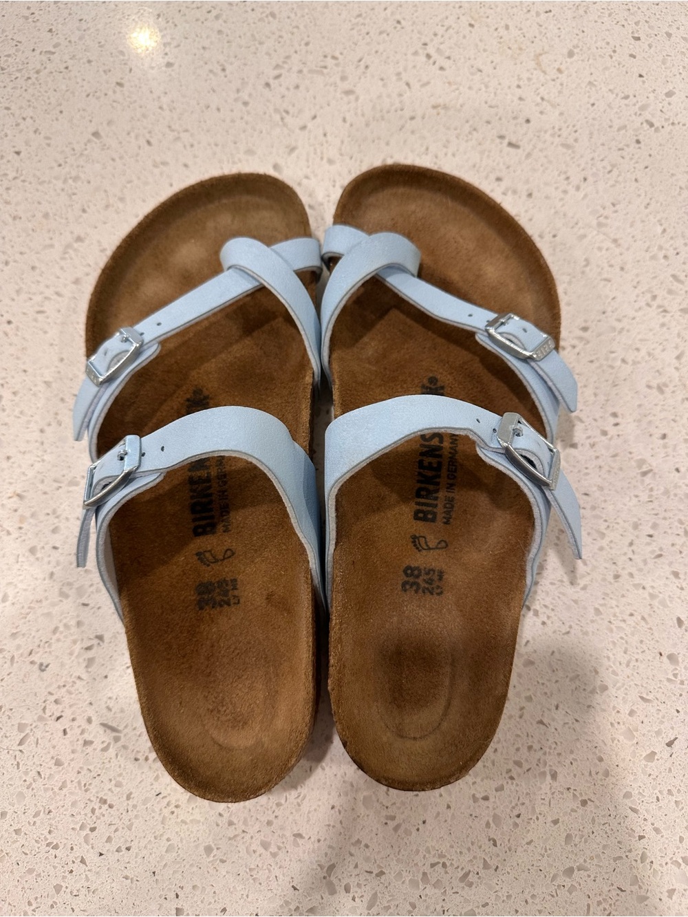 Birkenstock Light Blue Leather Double-Strap Sandals